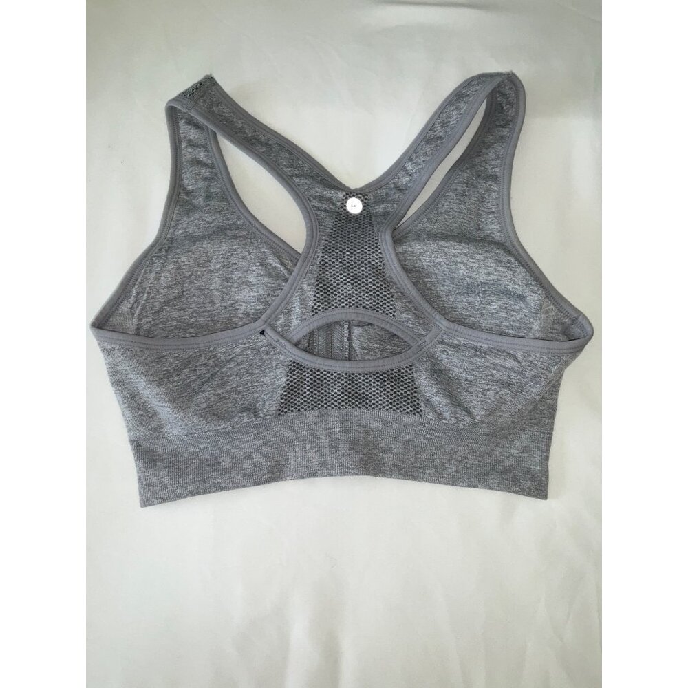 90 degree Zip front Sports Bra, Heathered Grey, Size Large, New - Picture 4 of 7